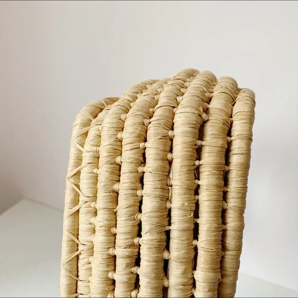 Handcrafted Floral Embroidered Rattan Tote - Picture 5 of 8